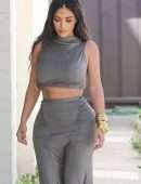 Kim Kardashian Pokies in Braless See-Through Out in Sherman Oaks