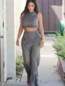 Kim Kardashian Pokies in Braless See-Through Out in Sherman Oaks