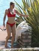 Michelle Hunziker in Bikini at Lake Garda in Gargnano