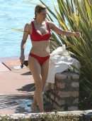 Michelle Hunziker in Bikini at Lake Garda in Gargnano