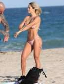 Michelle Lewin in Pink Bikini on Miami Beach