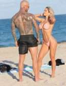 Michelle Lewin in Pink Bikini on Miami Beach