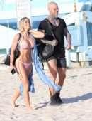 Michelle Lewin in Pink Bikini on Miami Beach