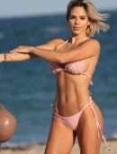 Michelle Lewin in Pink Bikini on Miami Beach