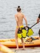 Rachel McCord Kayaking in a Yellow Bikini in Marina Del Rey