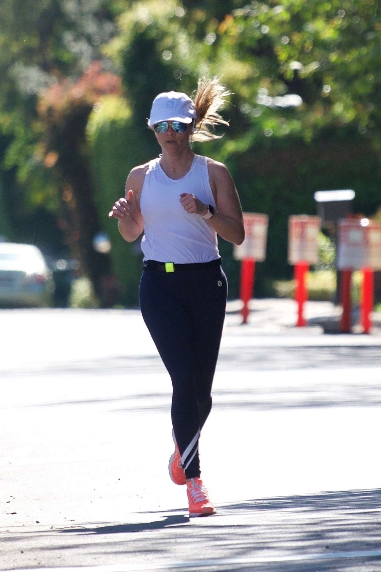 Reese Witherspoon Jogging on a Warm Day in Brentwood