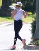 Reese Witherspoon Jogging on a Warm Day in Brentwood