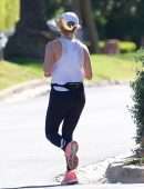 Reese Witherspoon Jogging on a Warm Day in Brentwood