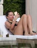 Thylane Blondeau Relaxing by the Pool in Miami Beach, Florida