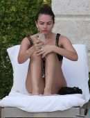 Thylane Blondeau Relaxing by the Pool in Miami Beach, Florida