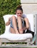 Thylane Blondeau Relaxing by the Pool in Miami Beach, Florida