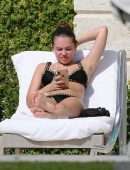 Thylane Blondeau Relaxing by the Pool in Miami Beach, Florida
