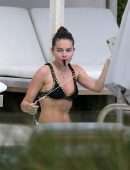 Thylane Blondeau Relaxing by the Pool in Miami Beach, Florida