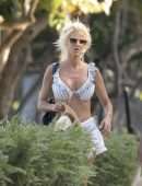 Victoria Silvstedt in the Sun on the Beach in Miami