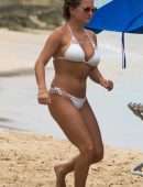 Zara Holland in Bikini at a Beach in Barbados