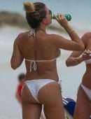 Zara Holland in Bikini at a Beach in Barbados