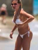 Zara Holland in Bikini at a Beach in Barbados