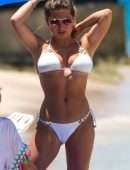 Zara Holland in Bikini at a Beach in Barbados
