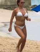 Zara Holland in Bikini at a Beach in Barbados