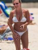 Zara Holland in Bikini at a Beach in Barbados
