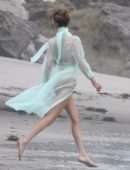 Bella Hadid in See-Through for Photoshoot in Malibu