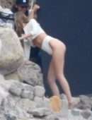 Bella Hadid in See-Through for Photoshoot in Malibu