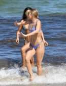 Danielle Herrington and Jasmine Sanders in Bikini on the Beach in Miami