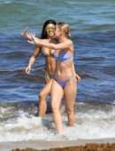 Danielle Herrington and Jasmine Sanders in Bikini on the Beach in Miami