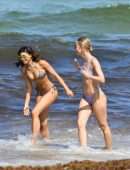 Danielle Herrington and Jasmine Sanders in Bikini on the Beach in Miami