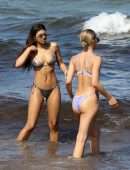 Danielle Herrington and Jasmine Sanders in Bikini on the Beach in Miami