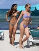 Danielle Herrington and Jasmine Sanders in Bikini on the Beach in Miami