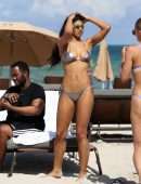 Danielle Herrington and Jasmine Sanders in Bikini on the Beach in Miami
