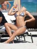 Danielle Herrington and Jasmine Sanders in Bikini on the Beach in Miami