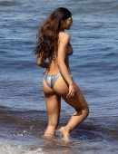 Danielle Herrington and Jasmine Sanders in Bikini on the Beach in Miami