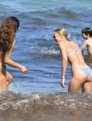 Danielle Herrington and Jasmine Sanders in Bikini on the Beach in Miami