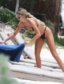 Delilah Belle Hamlin in Black Bikini on the Beach in Tulum