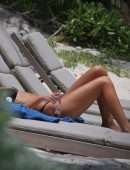 Delilah Belle Hamlin in Black Bikini on the Beach in Tulum