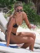 Delilah Belle Hamlin in Black Bikini on the Beach in Tulum