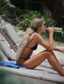 Delilah Belle Hamlin in Black Bikini on the Beach in Tulum