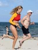 Eugenie Bouchard Working Out on the Beach in Miami