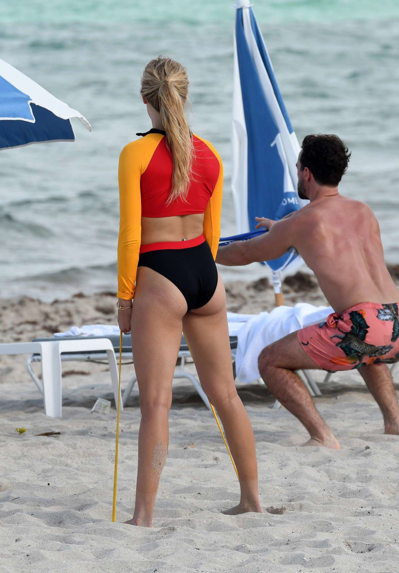 Eugenie Bouchard Working Out on the Beach in Miami
