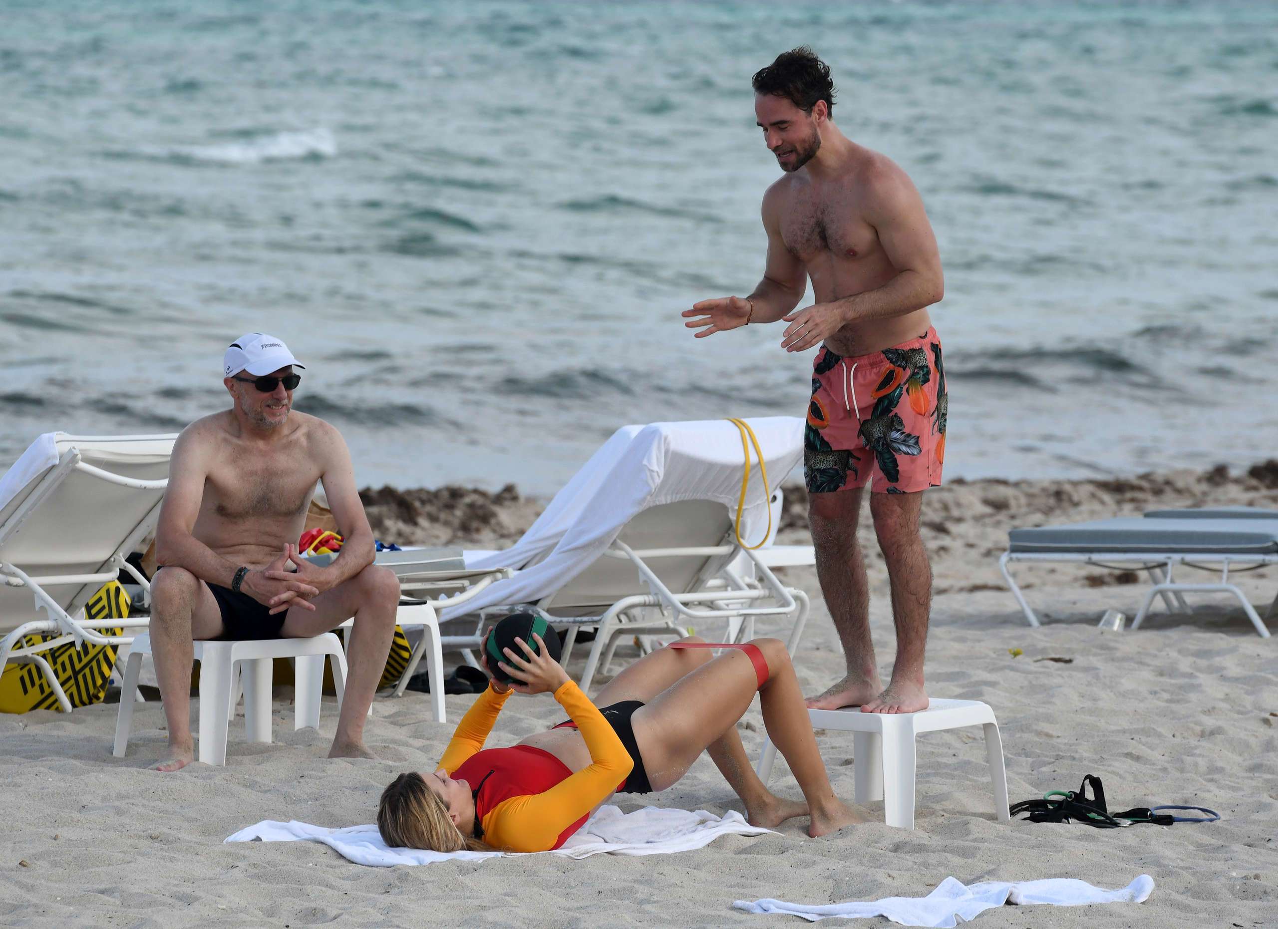 Eugenie Bouchard Working Out on the Beach in Miami