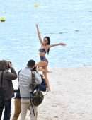 Izabel Goulart in Bikini on the Beach in Cannes