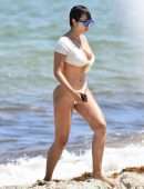Jackie Cruz in White Bikini Relaxes on Miami Beach