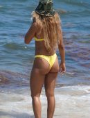 Karrueche Tran in Yellow Bikini on the Beach in Miami