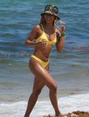 Karrueche Tran in Yellow Bikini on the Beach in Miami