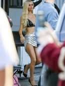 Kim Kardashian at Paris Hilton’s Music Video Shoot in Los Angeles