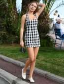 Kimberley Garner in Checkered Dress during Cannes Film Festival in Cannes, France