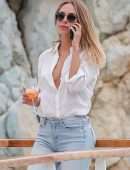 Kimberley Garner Braless Out in Antibes