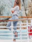 Kimberley Garner Braless Out in Antibes